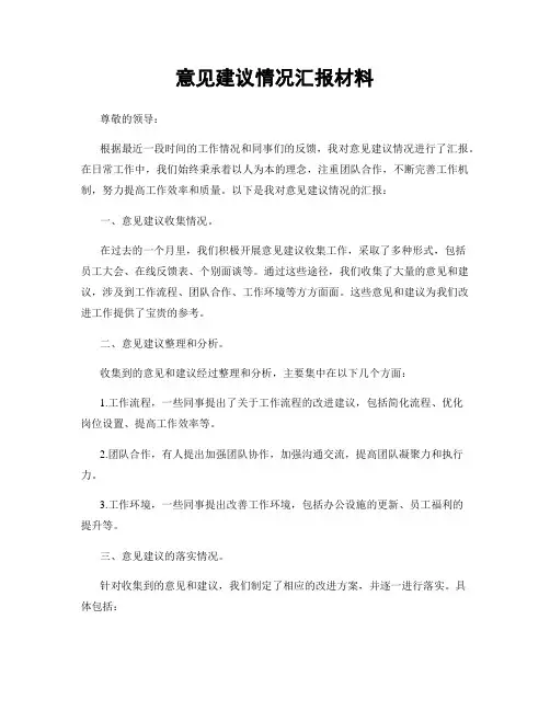 意见建议情况汇报材料