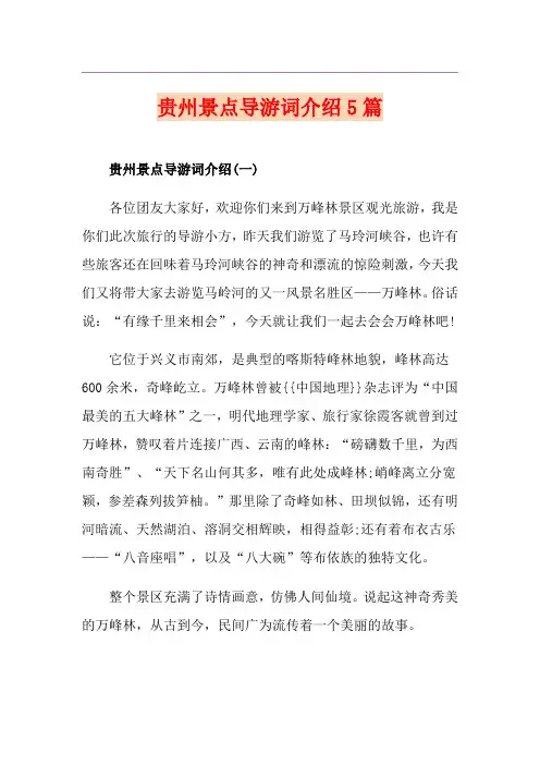 贵州景点导游词介绍5篇