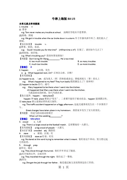 牛津上海版8A Unit3 基础学案