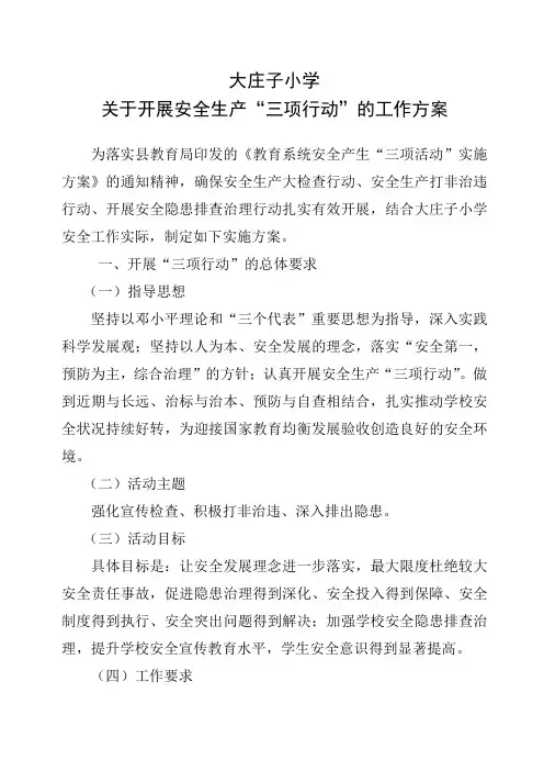 三项行动实施方案