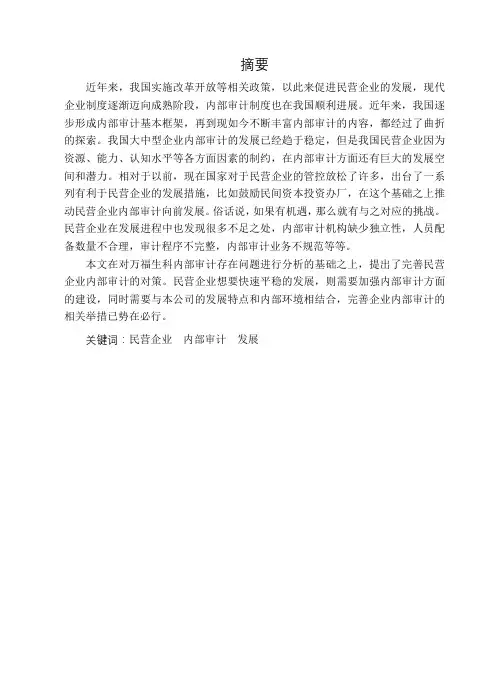 我国民营企业内部审计研究分析——以万福生科公司为例-会计-毕业论文