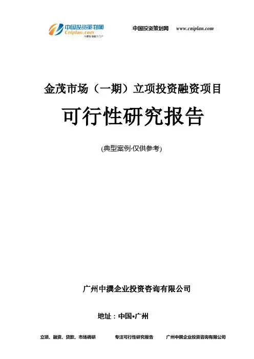 金茂市场(一期)融资投资立项项目可行性研究报告(中撰咨询)