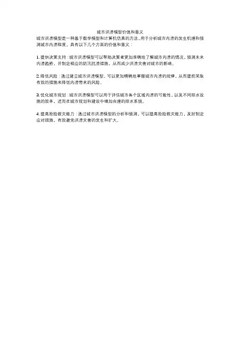 城市洪涝模型价值和意义