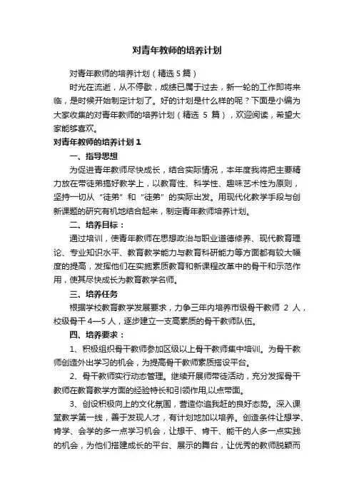 对青年教师的培养计划