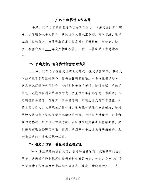广电中心统计工作总结（2篇）