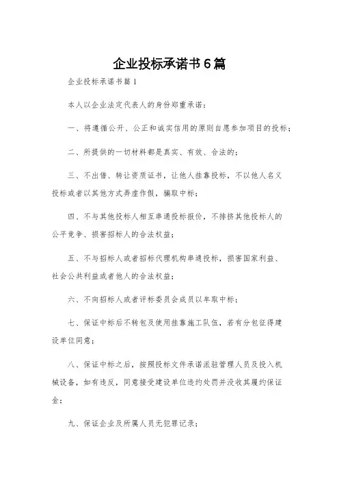 企业投标承诺书6篇