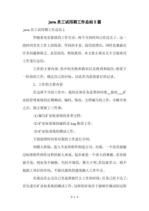 java员工试用期工作总结5篇