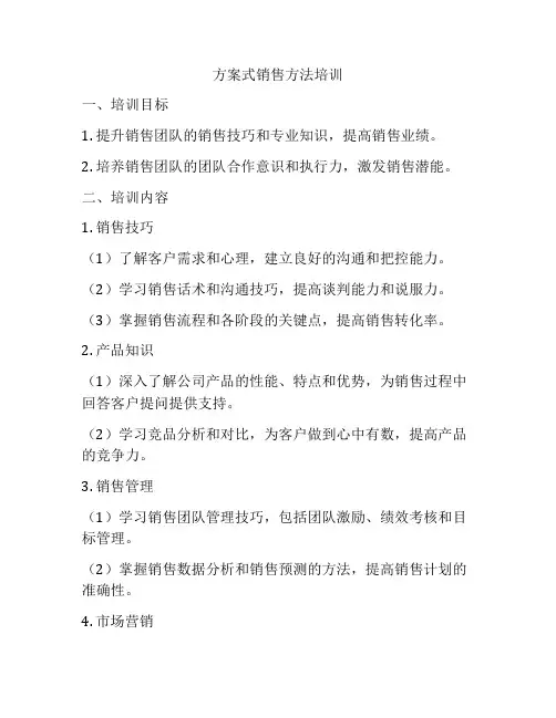 方案式销售方法培训