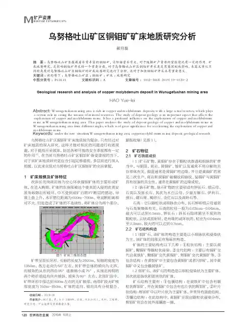 乌努格吐山矿区铜钼矿矿床地质研究分析