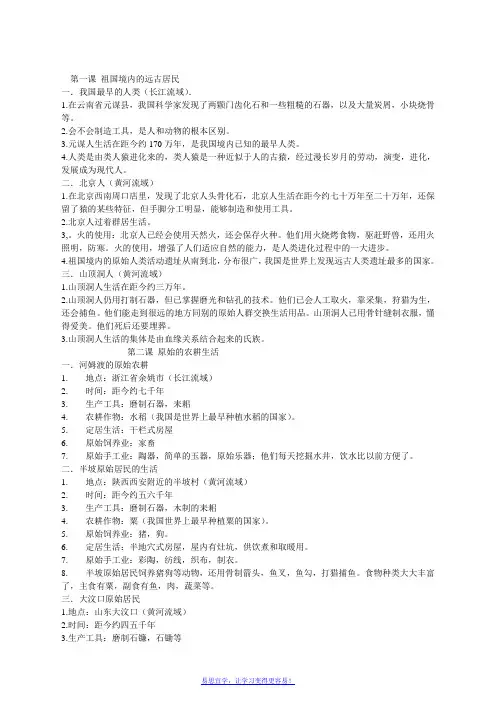 初一历史考点