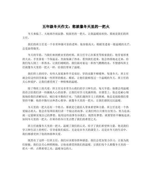 五年级冬天作文：您就像冬天里的一把火