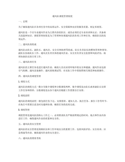 通风队调度管理制度