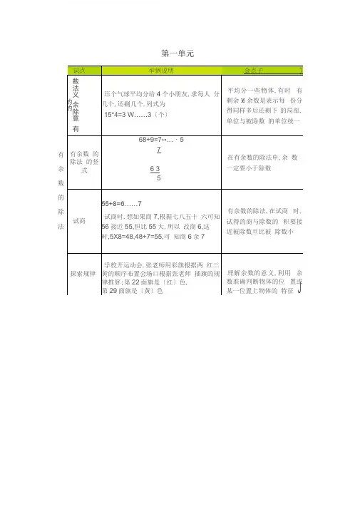 北京课改版二年级数学下册总复习知识清单