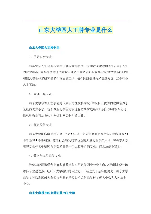山东大学四大王牌专业是什么
