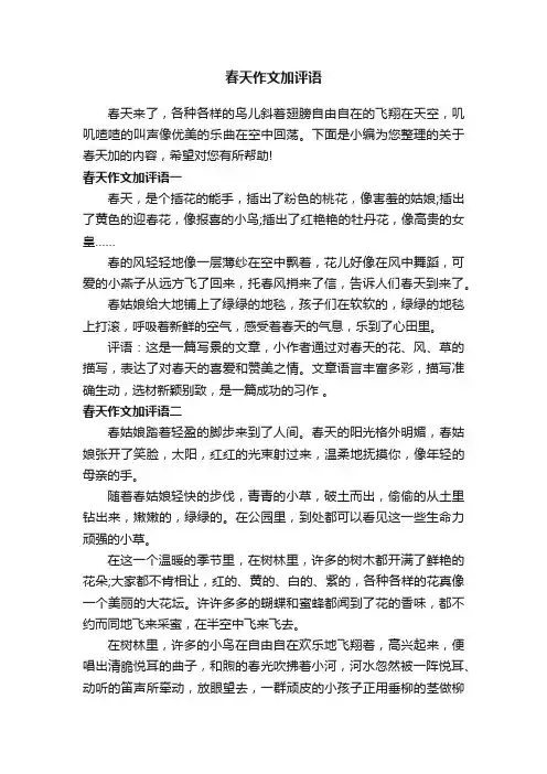 春天作文加评语