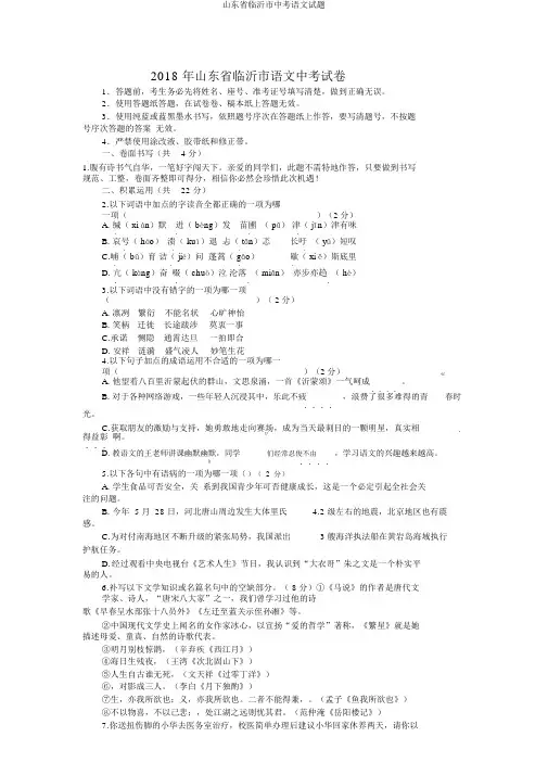 山东省临沂市中考语文试题