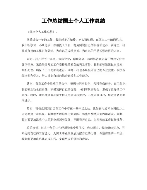 工作总结国土个人工作总结