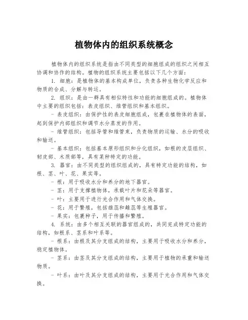 植物体内的组织系统概念