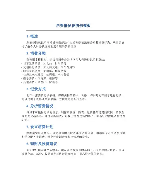 消费情况说明书模板