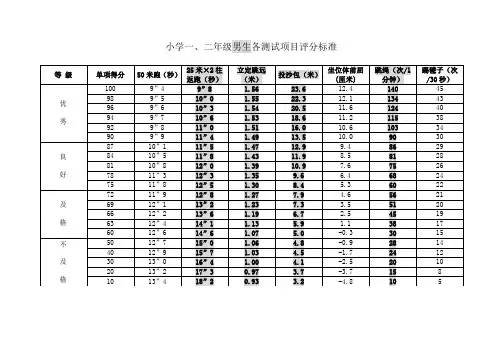 小学国家体质健康标准