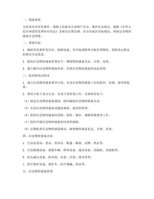 物资储备应急预案