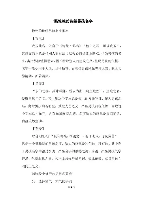 一眼惊艳的诗经男孩名字