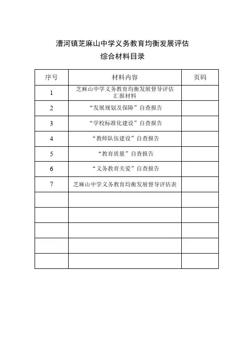 义教均衡汇报材料及分项自查报告加统计表