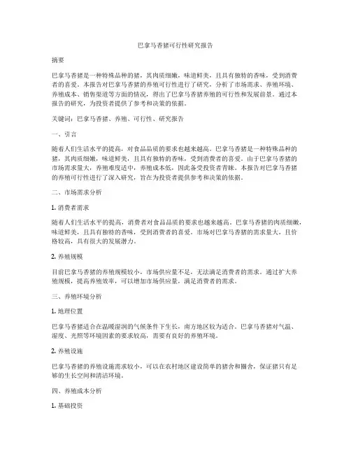 巴拿马香猪可行性研究报告