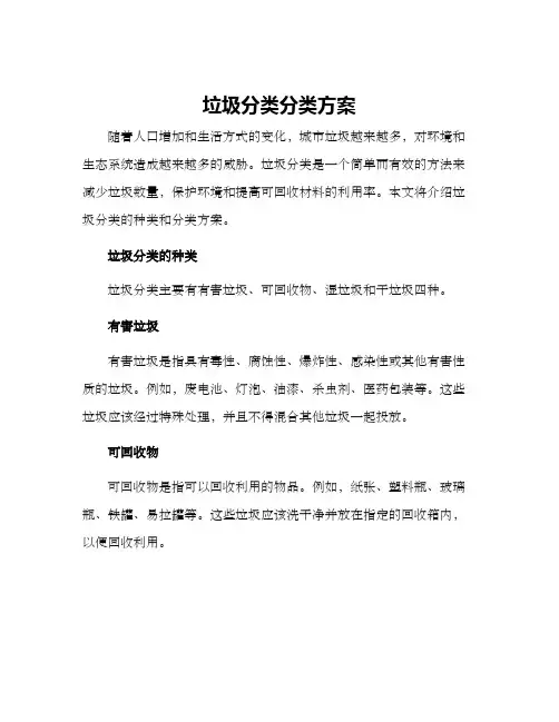 垃圾分类分类方案