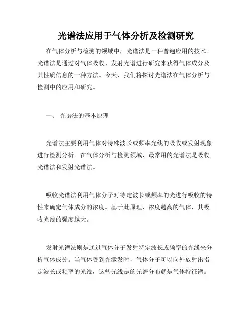 光谱法应用于气体分析及检测研究