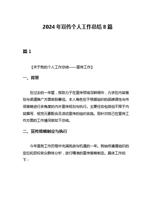 2024年宣传个人工作总结8篇