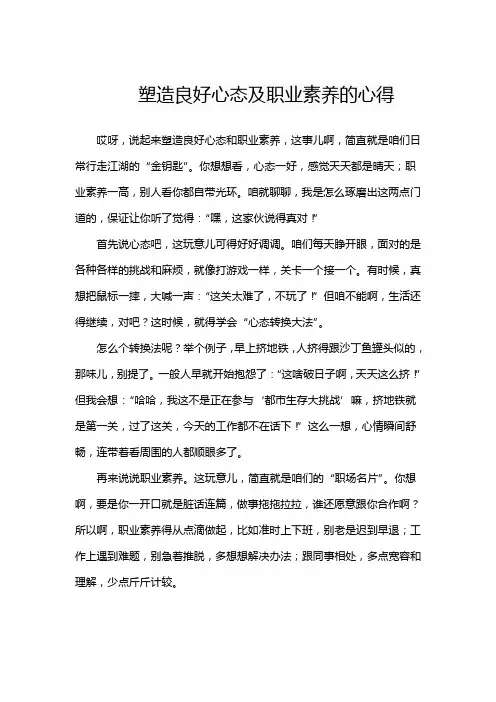 塑造良好心态及职业素养的心得