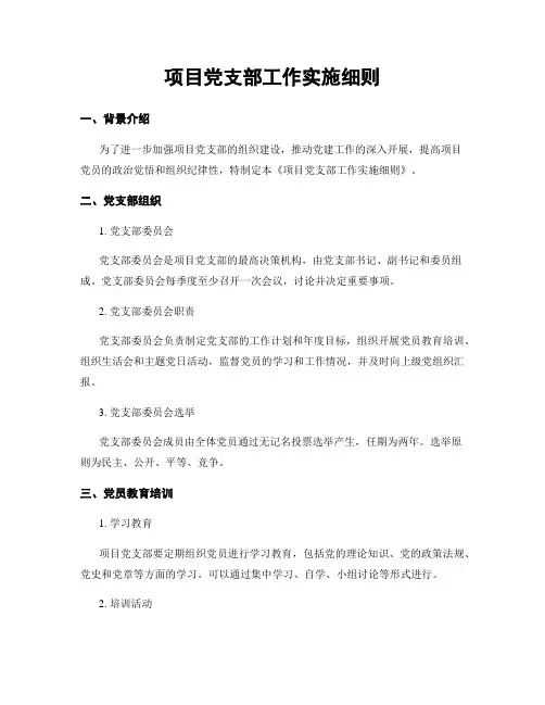 项目党支部工作实施细则