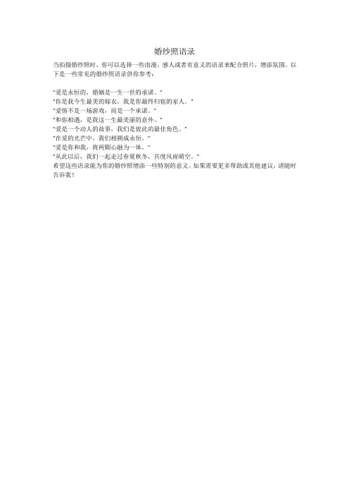 婚纱照语录