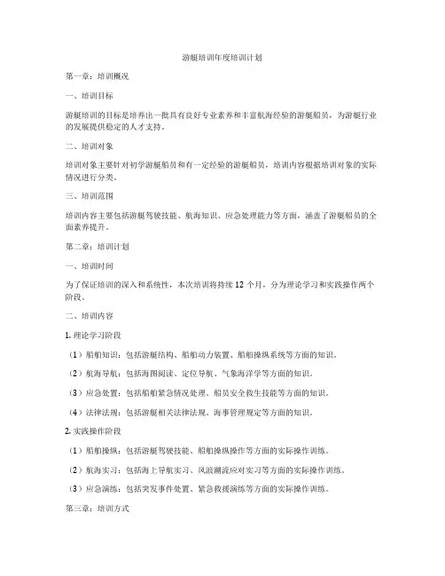 游艇培训年度培训计划