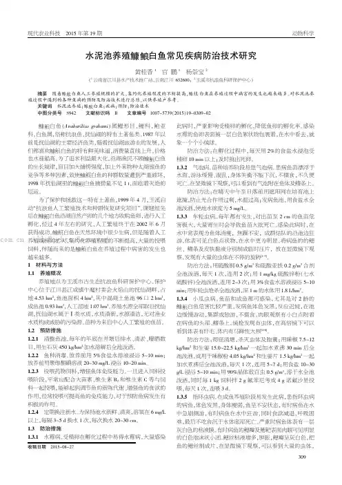 水泥池养殖鲟良白鱼常见疾病防治技术研究