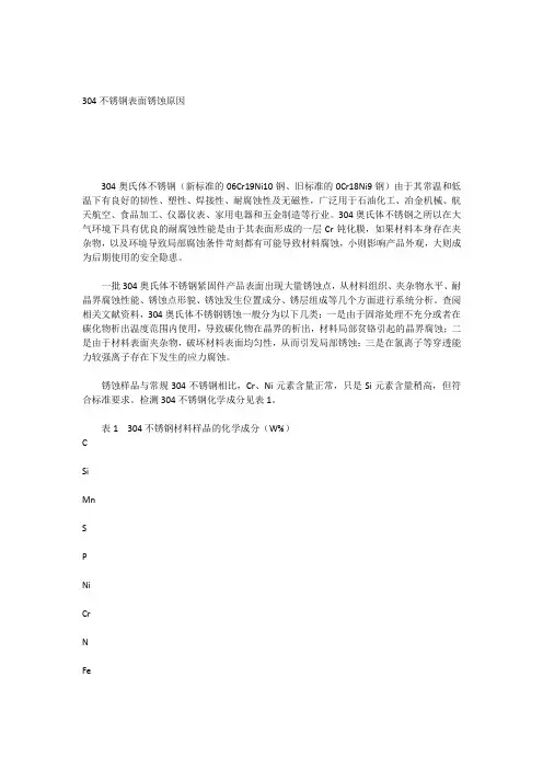 304不锈钢表面锈蚀原因