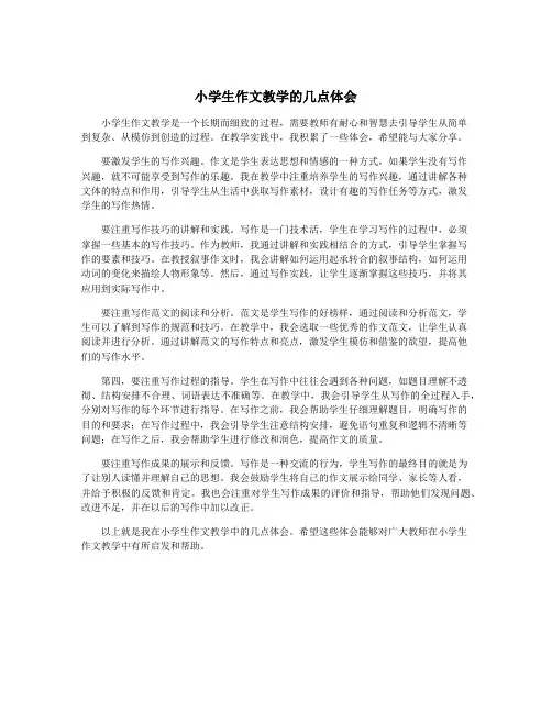 小学生作文教学的几点体会