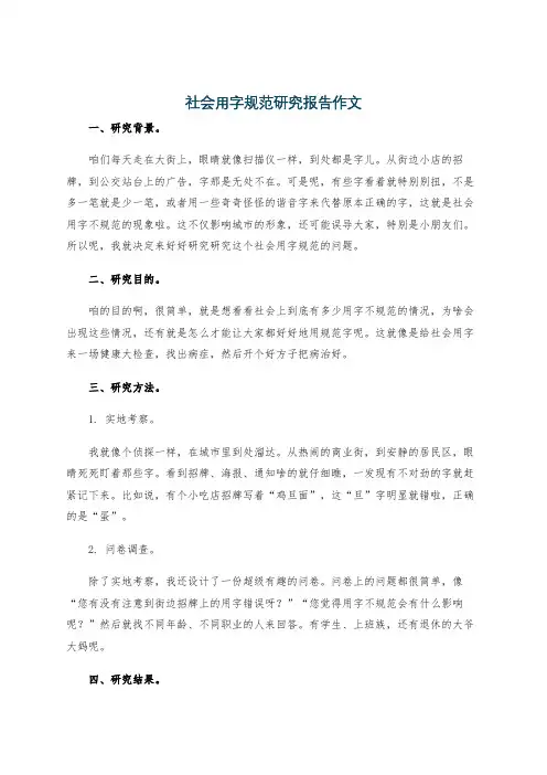 社会用字规范研究报告作文