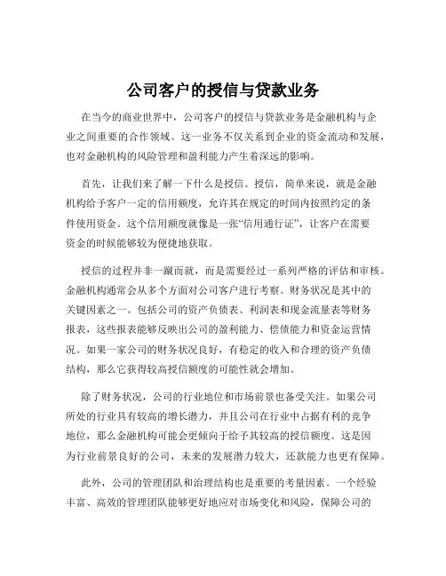 公司客户的授信与贷款业务