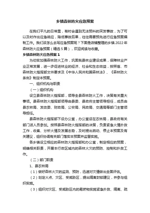 乡镇森林防火应急预案