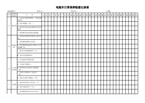 电瓶车日常保养检查记录表