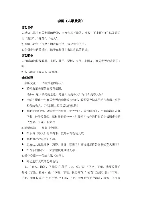 儿歌欣赏：春雨