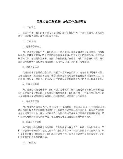 足球协会工作总结_协会工作总结范文