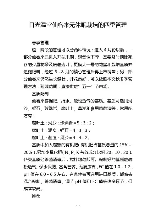 日光温室仙客来无休眠栽培的四季管理