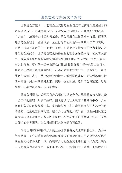 团队建设方案范文3篇的