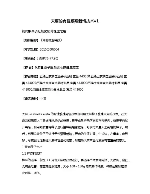 天麻的有性繁殖栽培技术