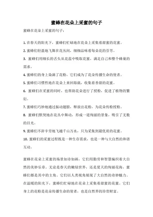蜜蜂在花朵上采蜜的句子