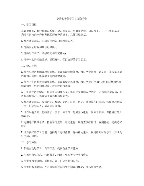 小升初暑假学习计划怎样制