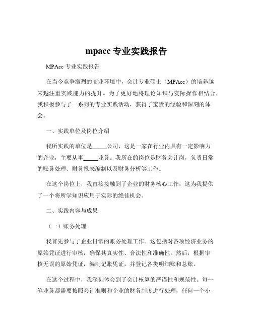 mpacc专业实践报告